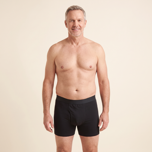 Man wearing black Cotton Classics boxer briefs